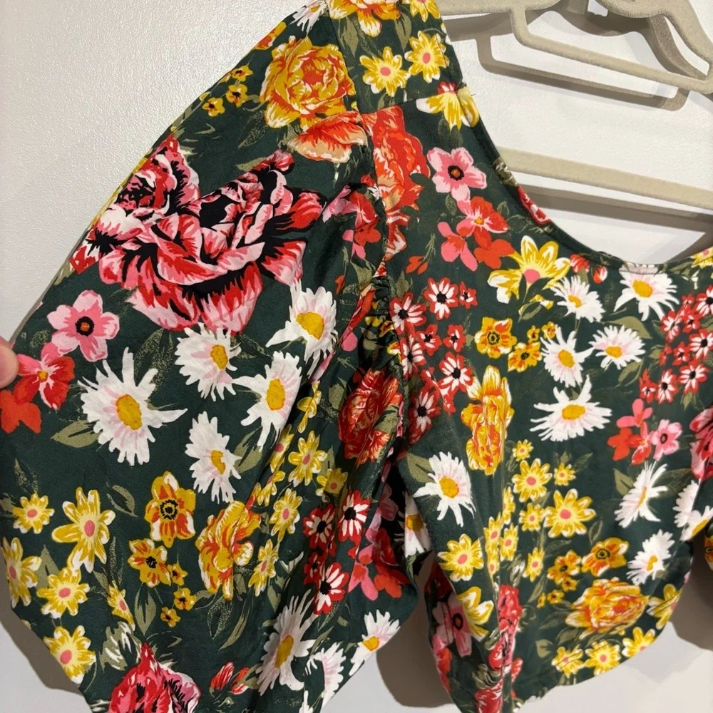 Zara Puff Sleeve crop top smocked back 100% Cotton - Picture 3 of 8